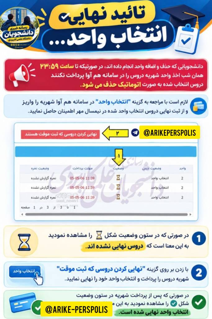 تایید انتخاب واحد